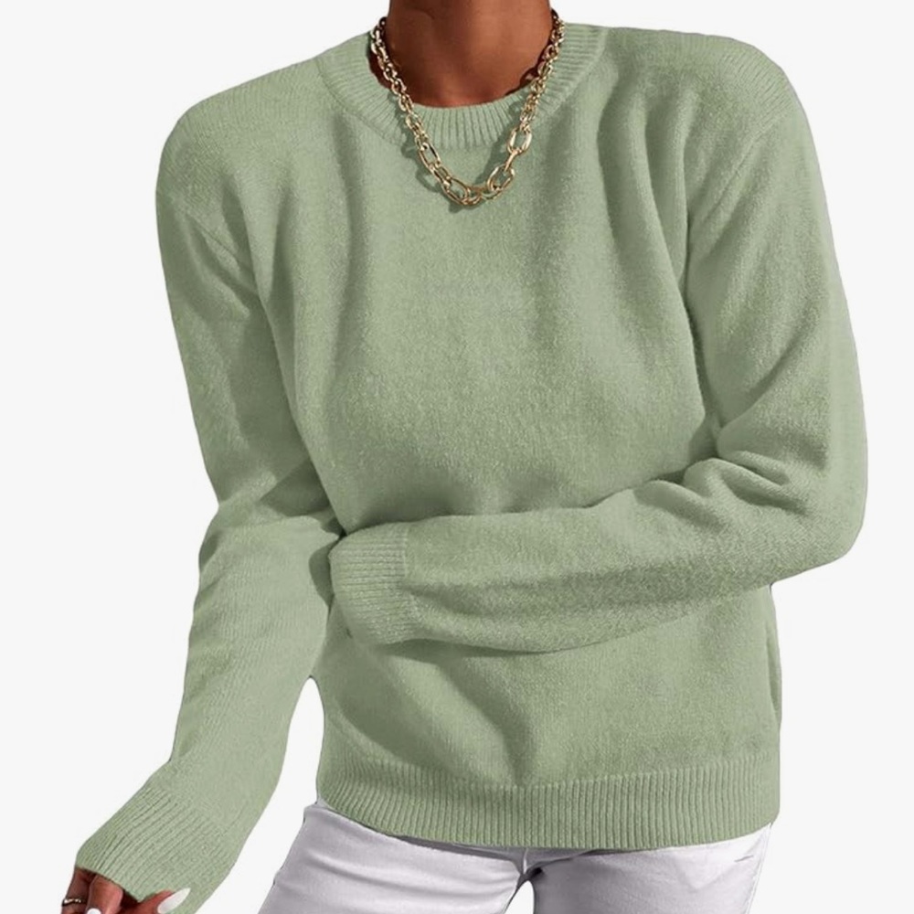 Chic Nation Green Crew Neck Sweater